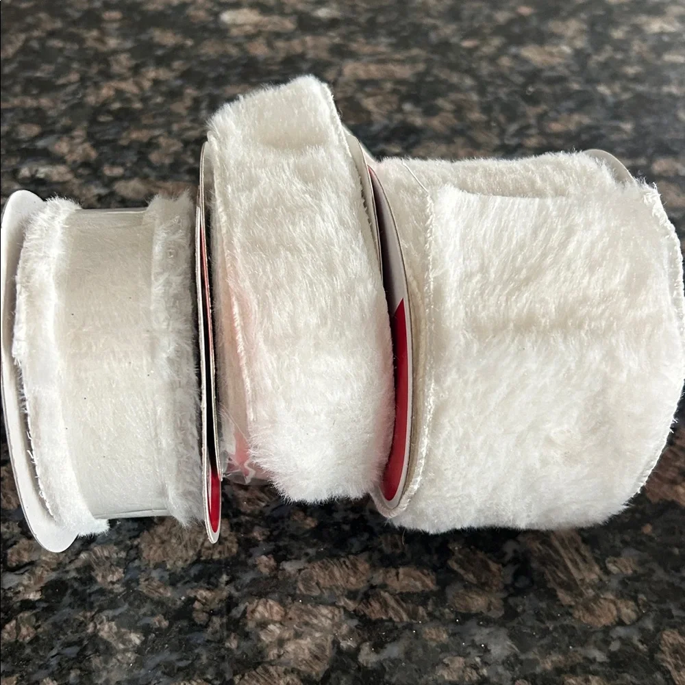 CELEBRATE WIRED PLUSH FAUX FUR RIBBON LOT OF 3 NWT